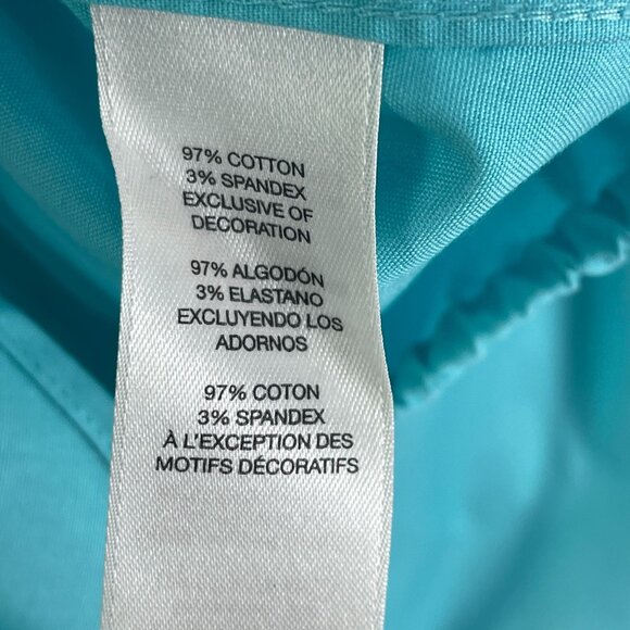 Chicos Womens XL No Iron Turquoise Button Up Shirt Roll Tab Sleeve Blouse - Picture 5 of 9